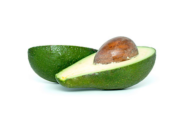 Image showing Two avocado (alligator pear) halves with kernel