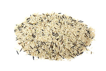 Image showing Pile of mixed (cultivated and wild) rice grains