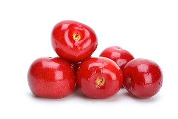 Image showing Some red ripe cherries