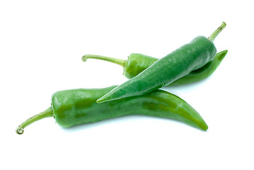 Image showing Few green chili peppers