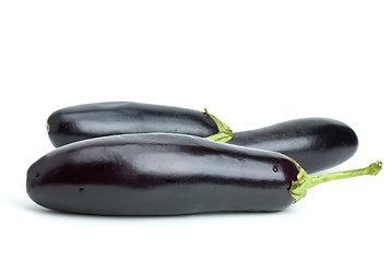 Image showing Three aubergines