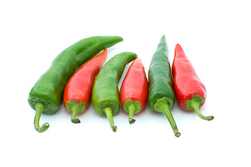 Image showing Some red and green hot peppers