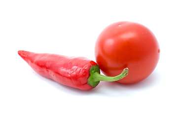 Image showing Red tomatoe and hot pepper