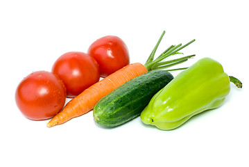 Image showing Tomatoes, carrot, cucumber and sweet pepper