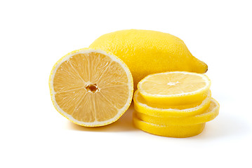 Image showing Lemon. Whole, half and slices