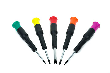 Image showing Five different screwdrivers