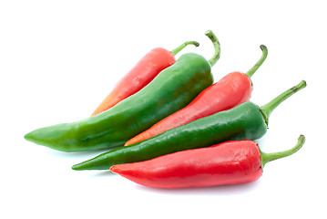 Image showing Few red and green chili peppers