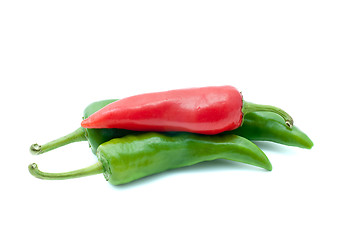 Image showing Some red and green chili peppers