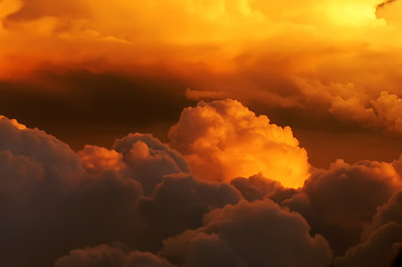 Image showing golden clouds on fire