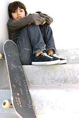 Image showing Kid with Skateboard