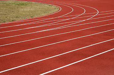 Image showing Asphalt for runners track turn zoomed foto