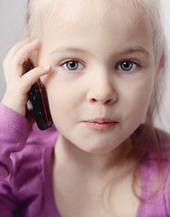 Image showing Little girls with telephone