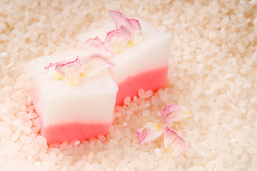 Image showing Japanese dessert, Mochi with rose