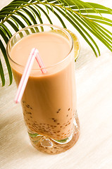 Image showing Pearl milk drink on white. Bubble tea