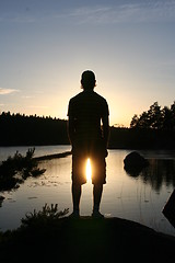 Image showing Man Watching sunset