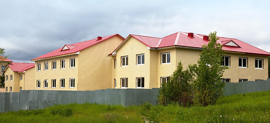 Image showing Construction of the house. Finishing work. Facade.