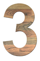 Image showing Wooden Digit Three