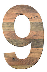 Image showing Wooden Digit Nine