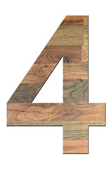 Image showing Wooden Digit Four