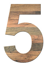 Image showing Wooden Digit Five