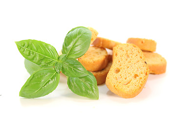 Image showing Bruschetta with basil