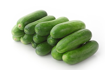 Image showing The green cucumbers