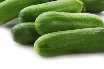 Image showing The green cucumbers