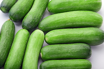 Image showing The green cucumbers