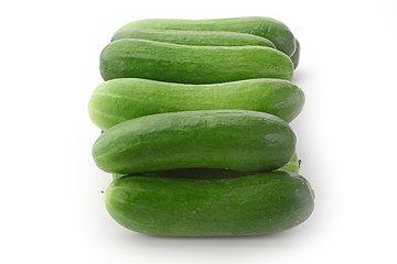 Image showing The green cucumbers