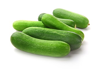 Image showing The green cucumbers