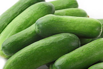 Image showing The green cucumbers