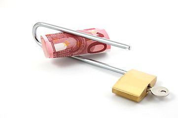 Image showing Padlock with money