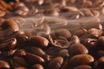 Image showing coffee beans with steam