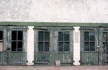 Image showing Green doors