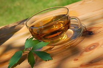Image showing cup tea in the garden