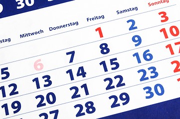 Image showing calendar