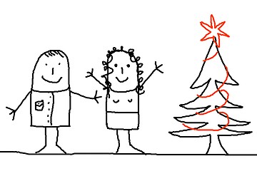 Image showing young couple with xmas tree