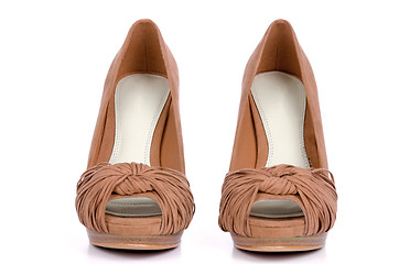 Image showing Brown high heel women shoes