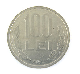 Image showing A Romanian 100 lei coin