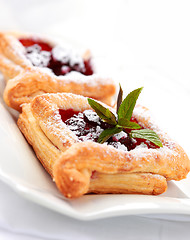 Image showing Cherry puff pastry