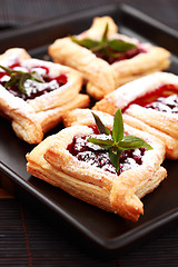 Image showing Cherry puff pastry