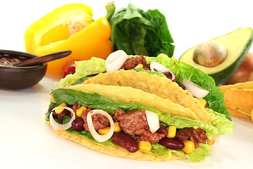 Image showing Mexican tacos with ground beef