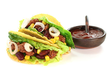 Image showing Mexican tacos with ground beef