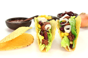 Image showing Mexican tacos with ground beef