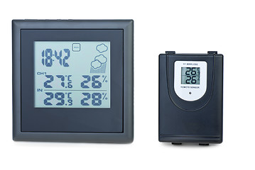 Image showing Modern digital weather station with external RF sensor