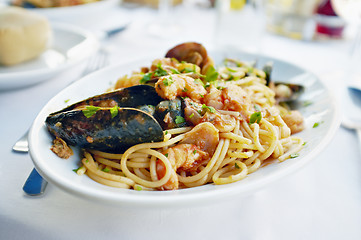 Image showing Fresh seafood pasta