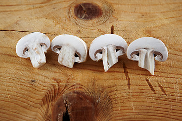 Image showing fresh champignon mushroom sliced