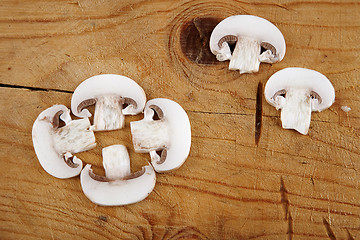 Image showing fresh champignon mushroom sliced