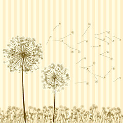 Image showing Vintage two dandelions in wind. EPS8