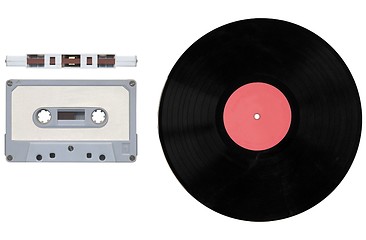 Image showing Tape cassette and record